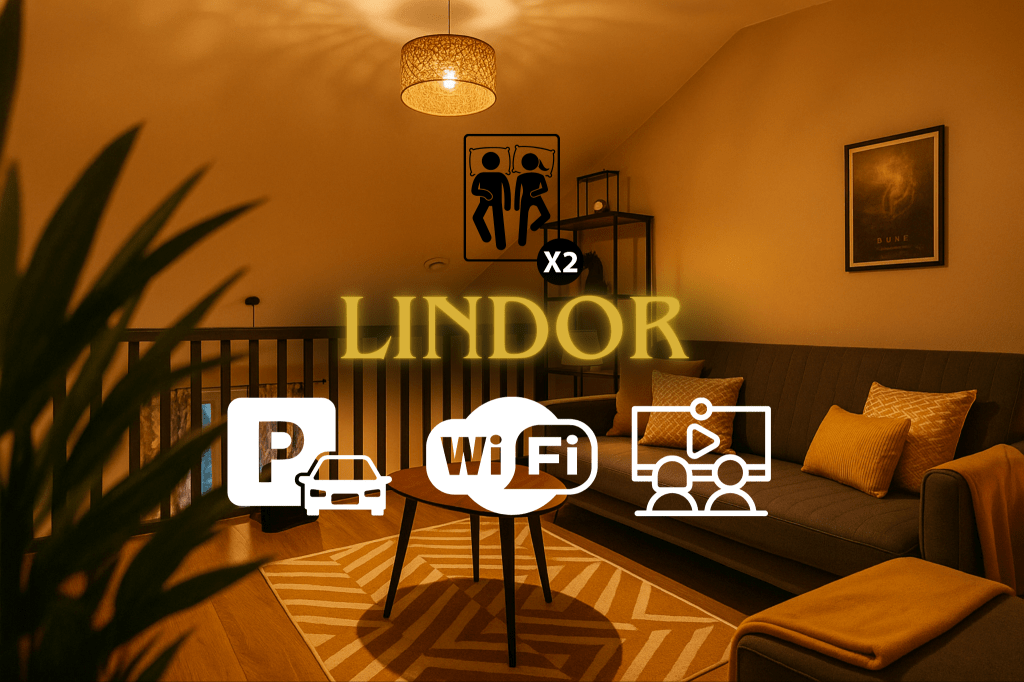 Salon cosy du Duplex Lindor avec canapé, wifi haut débit et ambiance chaleureuse